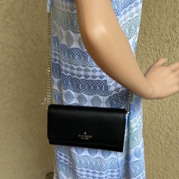 Kate Spade Chain Wallet Crossbody Clutch Black - Picture 3 of 16